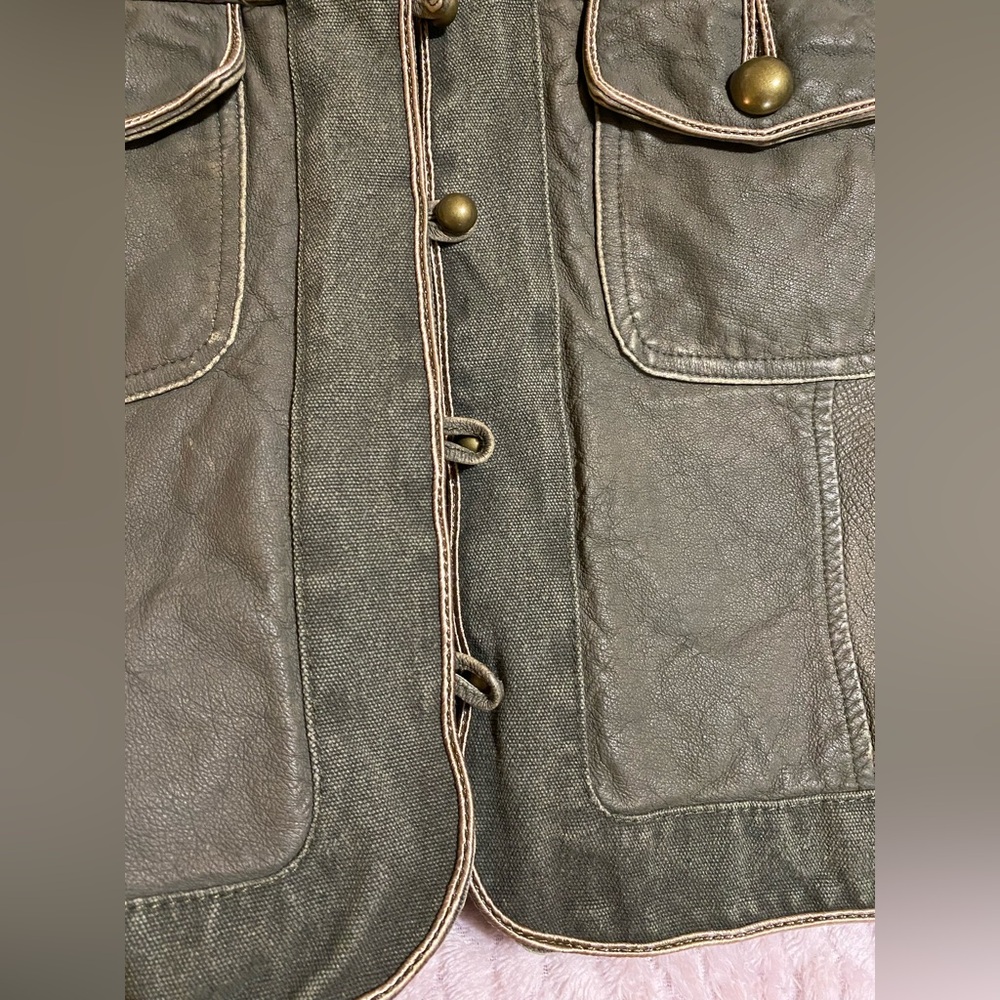 Wilson’s Leather Olive Green Cropped Military Jacket Size Large - Picture 5 of 12